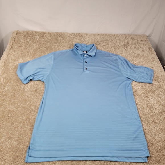 FootJoy Golf Polo Shirt Striped Short Sleeve Athletic Mens‎ Blue Size XL - Picture 1 of 7